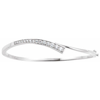 14K White 3/4 CTW Natural Diamond Journey Bangle 6 1/2" Bracelet