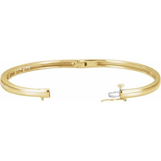 14K Yellow 5/8 CTW Natural Diamond Bangle 6 1/2" Bracelet