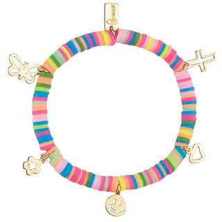 24-Piece Set Child Heishi Charm Br With Display - 6-Inch Stretch