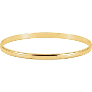 14K Yellow 4 mm Milgrain Edge Bangle 7 1/2" Bracelet 