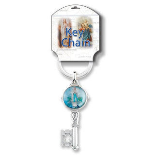 Our Lady Of The Highway Antique Silver Key with Enamel Image 3-Pack