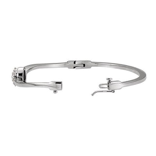 14K White 1 CTW Natural Diamond Cluster Bangle 6 1/2" Bracelet