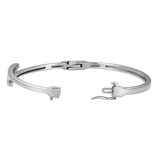 14K White 5/8 CTW Natural Diamond Bangle 6 1/2" Bracelet   