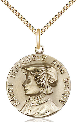 14kt Gold Filled Saint Elizabeth Ann Seton Medal | Large