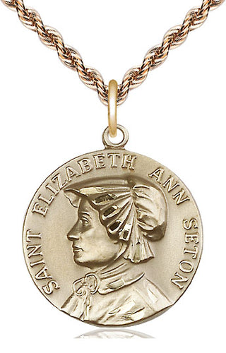 14kt Gold Filled Saint Elizabeth Ann Seton Medal | Large