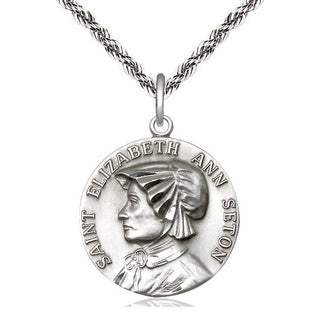 Sterling Silver Saint Elizabeth Ann Seton Medal Catholic Jewelry