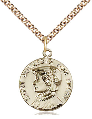14kt Gold Filled Saint Elizabeth Ann Seton Medal | Medium