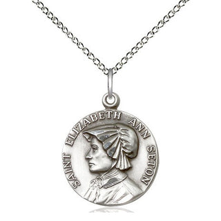 Sterling Silver Saint Elizabeth Ann Seton Medal Religious Jewelry