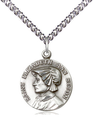 Sterling Silver Saint Elizabeth Ann Seton Medal Religious Jewelry
