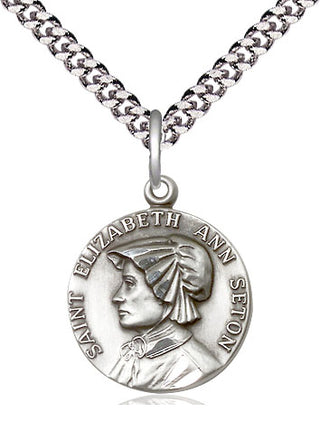 Sterling Silver Saint Elizabeth Ann Seton Medal Religious Jewelry