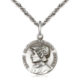 Sterling Silver Saint Elizabeth Ann Seton Medal Religious Jewelry