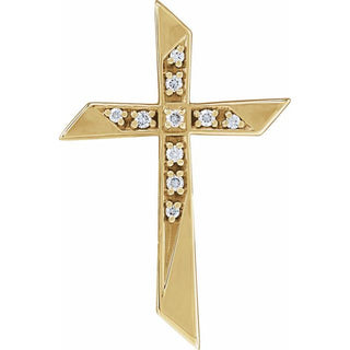 14K Yellow .08 CTW Natural Diamond Cross Pendant   