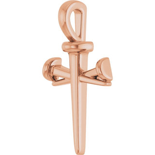 14K Rose Nail Cross Pendant
