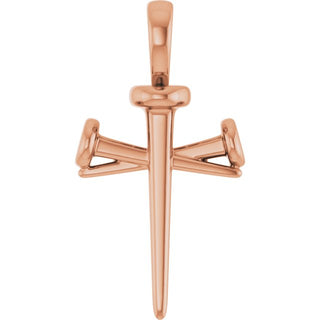 14K Rose Nail Cross Pendant