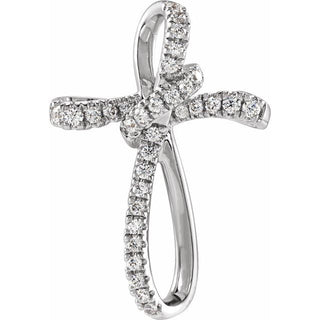 14K White 1/5 CTW Lab-Grown Diamond Cross Pendant