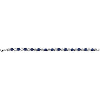 14K White 7x5 mm Oval Lab-Grown Blue Sapphire 7 1/4" Bracelet