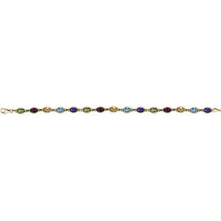 14K Yellow Natural Multi-Gemstone Line 7" Bracelet