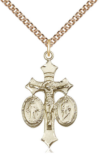 14kt Gold Jesus, Mary & Joseph Medal
