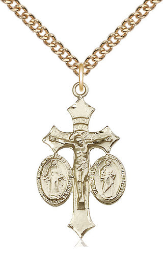 14kt Gold Jesus, Mary & Joseph Medal