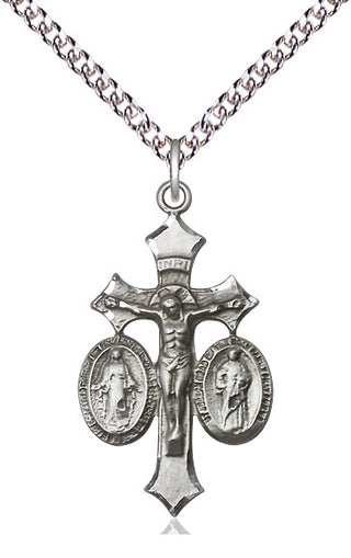 Sterling Silver Jesus, Mary & Joseph Medal Catholic Jewelry
