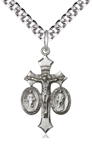 Sterling Silver Jesus, Mary & Joseph Medal Catholic Jewelry