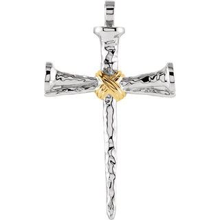 14K Yellow & White Nail Cross Pendant
