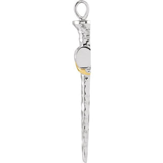 14K White & Yellow Nail Cross Pendant