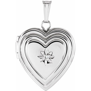 Sterling Silver  .01 CTW Natural Diamond 15 mm Heart Locket