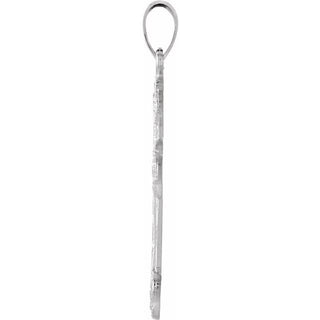 Platinum 23.5x17 mm Floral-Inspired Cross Pendant