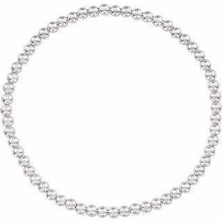 Sterling Silver 3 mm Elastic Bead 6 1/2" Bracelet