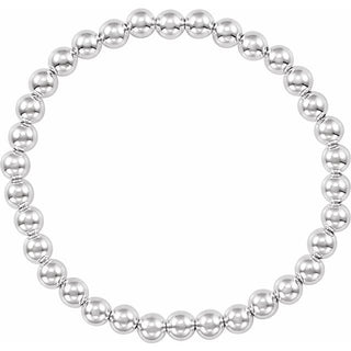 Sterling Silver 5 mm Elastic Bead 6 1/2" Bracelet