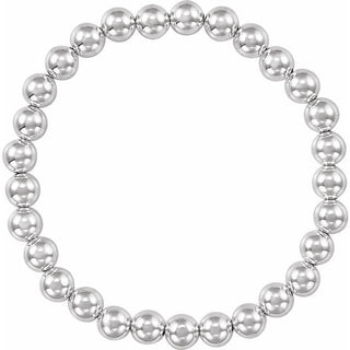 Sterling Silver 6 mm Elastic Bead 6 1/2" Bracelet