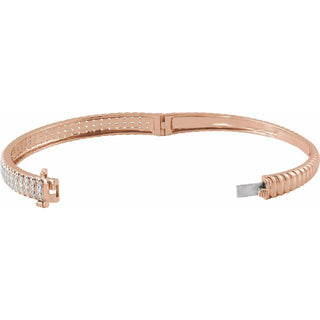 14K Rose 1 3/8 CTW Lab-Grown Diamond Bangle 7" Bracelet