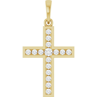14K Yellow 1/4 CTW Lab-Grown Diamond Cross Pendant
