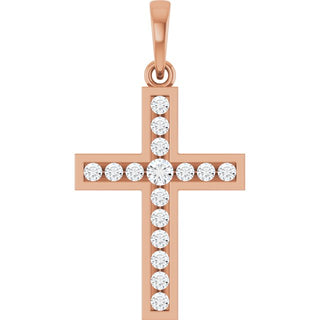 14K Rose 1/4 CTW Natural Diamond Cross Pendant