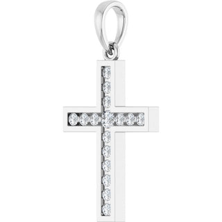 Sterling Silver 1/4 CTW Natural Diamond Cross Pendant