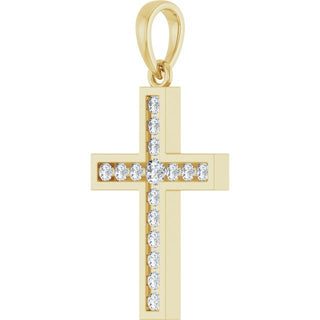 14K Yellow 1/4 CTW Lab-Grown Diamond Cross Pendant