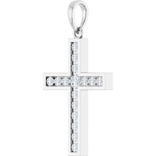 Sterling Silver 1/2 CTW Lab-Grown Diamond Cross Pendant