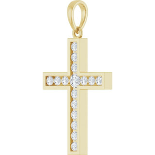 14K Yellow 1/2 CTW Natural Diamond Cross Pendant