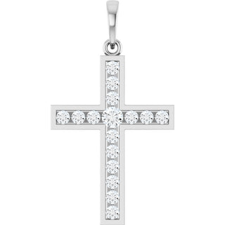 Sterling Silver 1/2 CTW Lab-Grown Diamond Cross Pendant