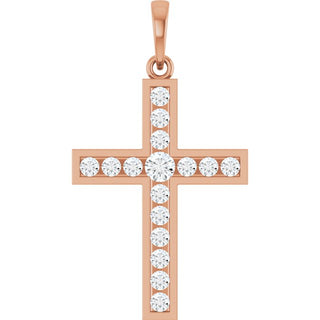 14K Rose 1/2 CTW Lab-Grown Diamond Cross Pendant