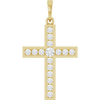 14K Yellow 1/2 CTW Natural Diamond Cross Pendant