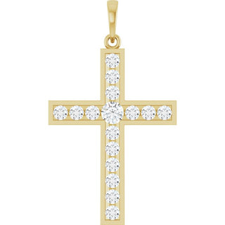 14K Yellow 3/4 CTW Lab-Grown Diamond Cross Pendant