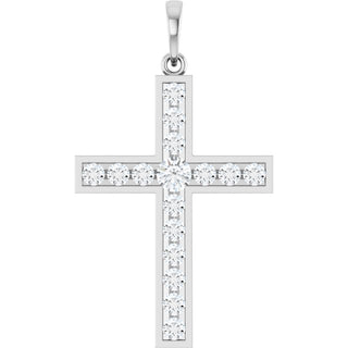 14K White 3/4 CTW Natural Diamond Cross Pendant