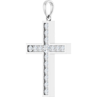 Sterling Silver 3/4 CTW Natural Diamond Cross Pendant
