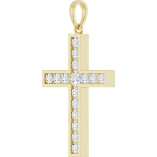 14K Yellow 3/4 CTW Lab-Grown Diamond Cross Pendant