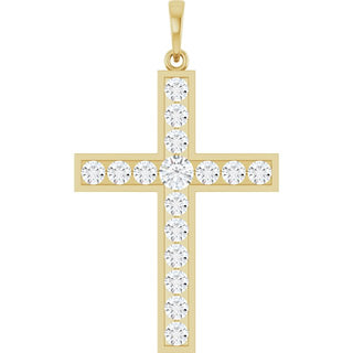 14K Yellow 1 CTW Natural Diamond Cross Pendant