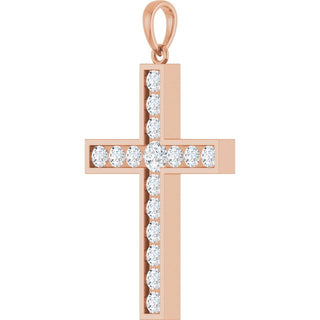 14K Rose 1 CTW Lab-Grown Diamond Cross Pendant