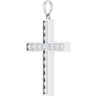 Sterling Silver 1 CTW Lab-Grown Diamond Cross Pendant
