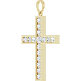 14K Yellow 1 CTW Natural Diamond Cross Pendant